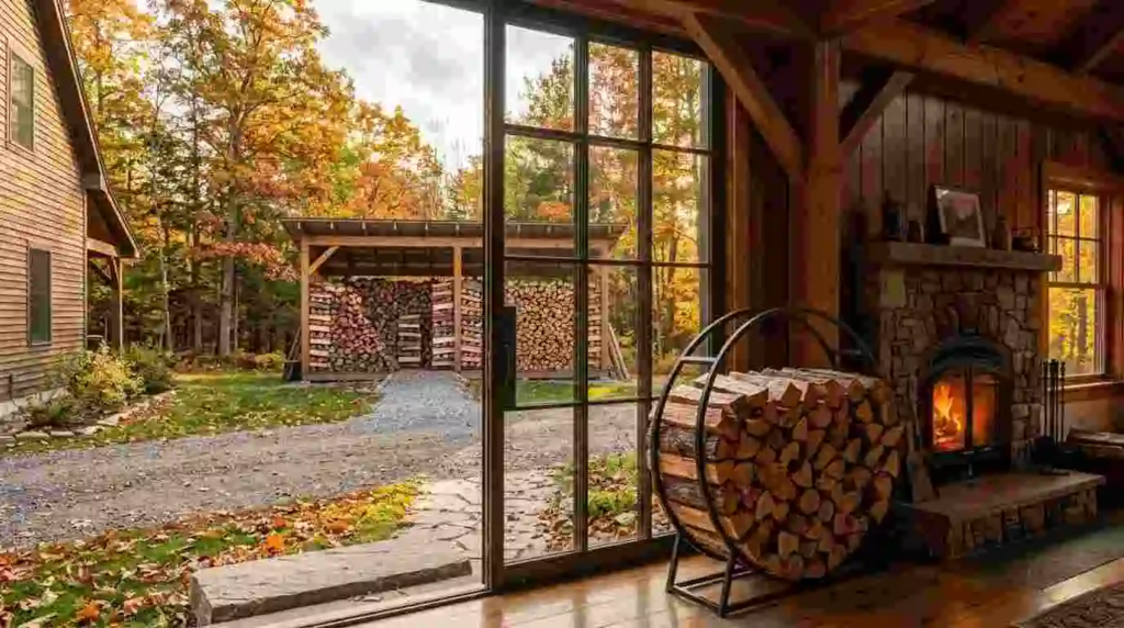 organized firewood storage area