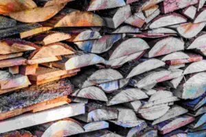 Seasoned Firewood neatly stacked for home heating and cooking use