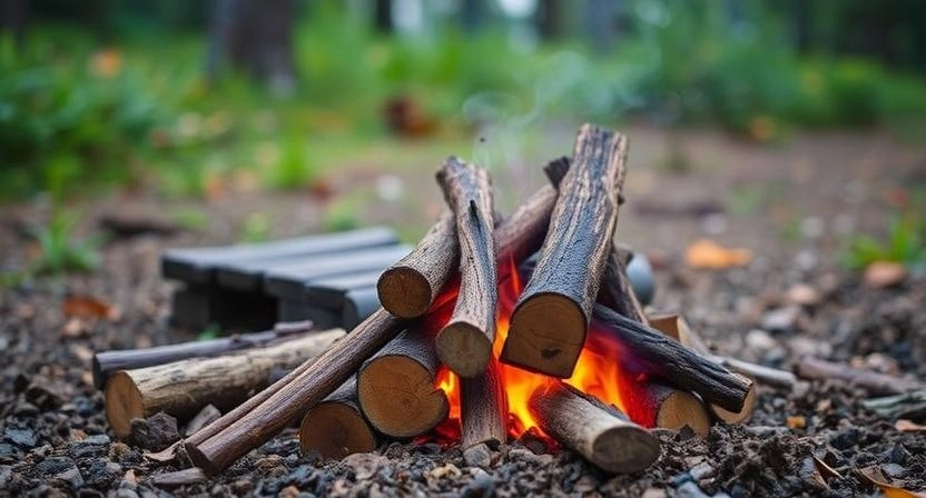 Premium campfire firewood burning with bright steady flames