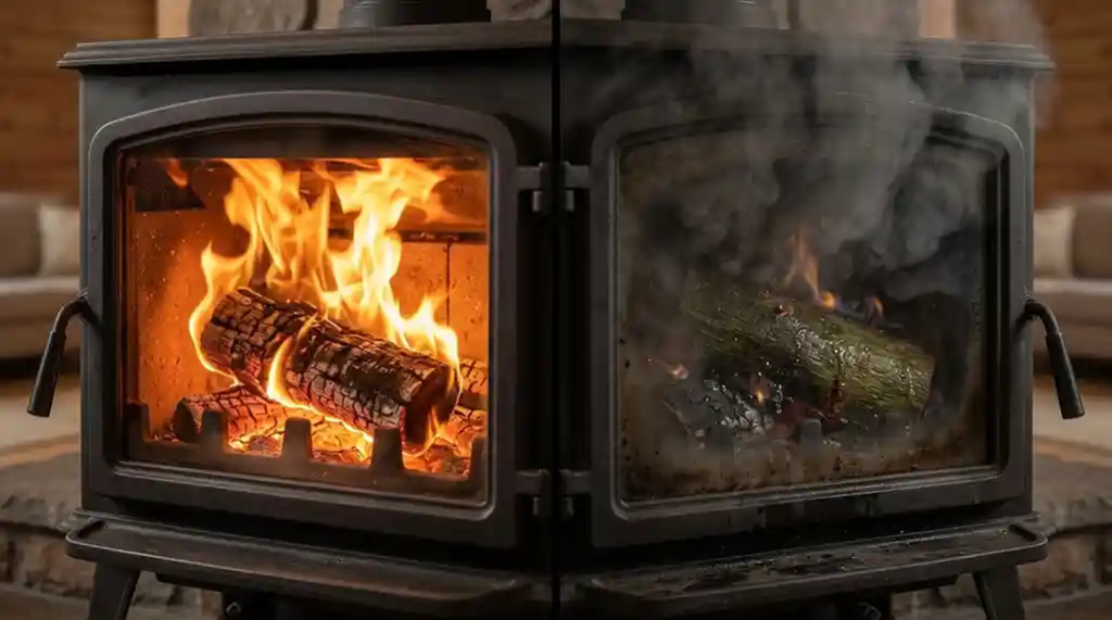 dry firewood with moisture meter