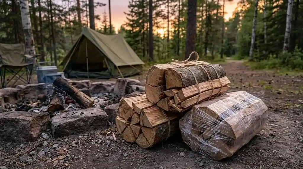 camping firewood bundles ready to burn