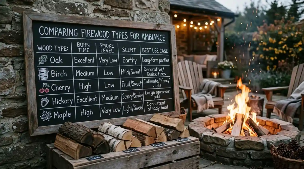 Firewood types comparison chart