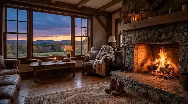 Living room with fireplace