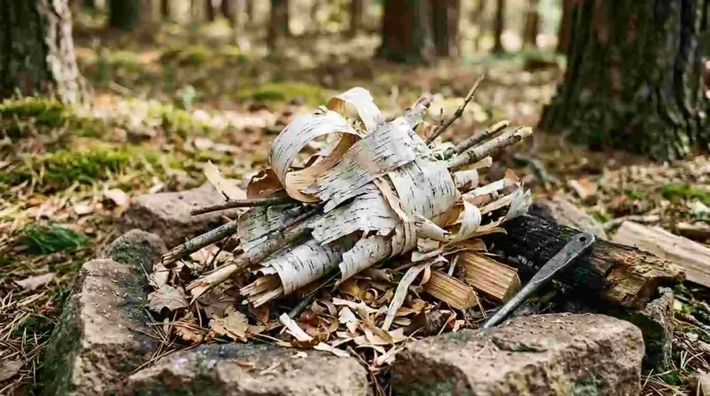 birch bark starting fire