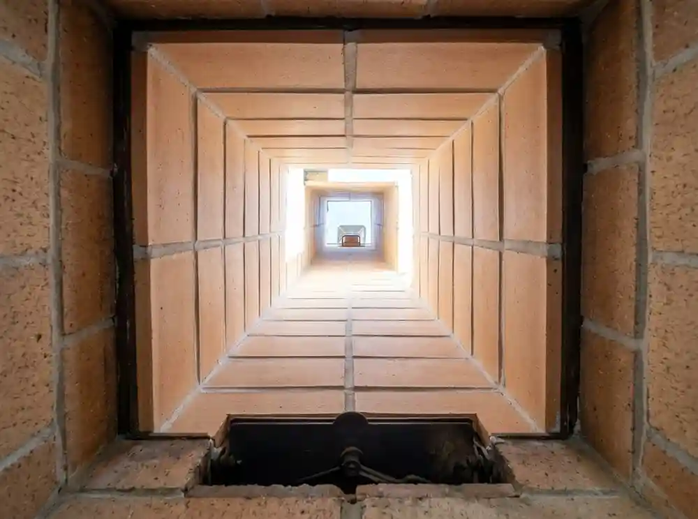 chimney flue from fireplace hearth