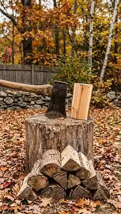chopping block with axe