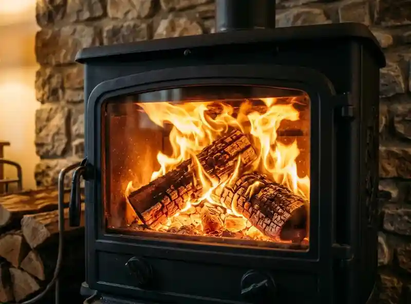 Fire burning seasoned firewood