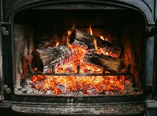 fireplace with glowing coals