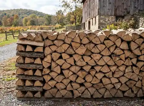 stacked seasoned hardwood logs