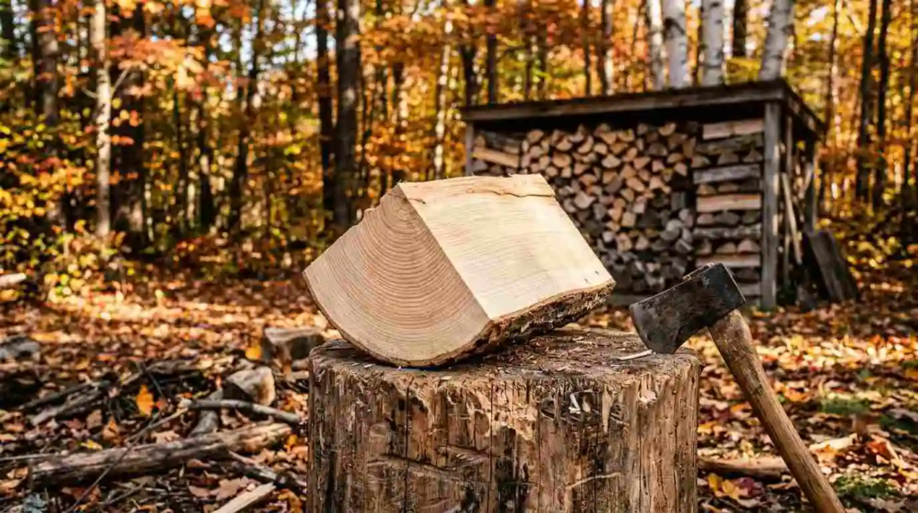 maple log on chopping