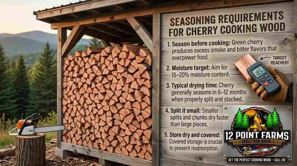 seasoning requirements cherry firewood