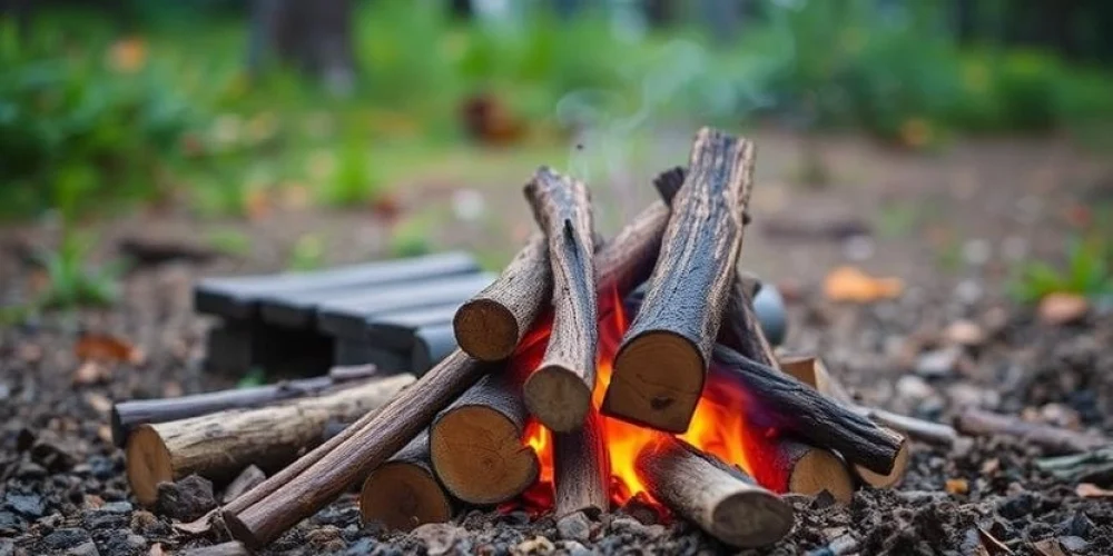 Premium campfire firewood burning with bright steady flames